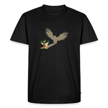 Canard avec ombre d’aigle motif amusant - T-shirt Premium bio Homme - noir - Devant - Nico (187cm)