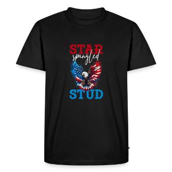 Star Spangled Stud - Patriotic Look with - Men's Premium Organic T-Shirt - black - Front - Nico (187cm)
