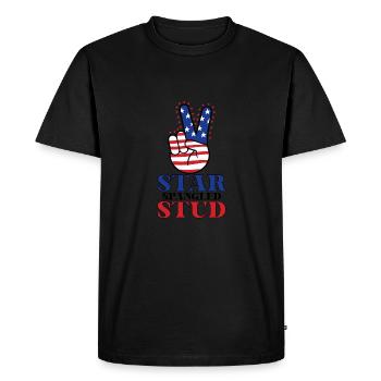 Star Spangled Stud Signe de paix Drapeau des États-Unis - T-shirt Premium bio Homme - noir - Devant - Nico (187cm)
