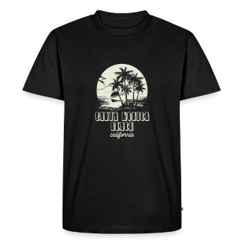 Santa Monica Beach California Sunset - Men's Premium Organic T-Shirt - black - Front - Nico (187cm)