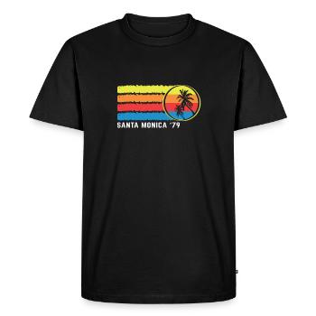 Santa Monica '79 Sunset Palm Trees Vintage - Men's Premium Organic T-Shirt - black - Front - Nico (187cm)
