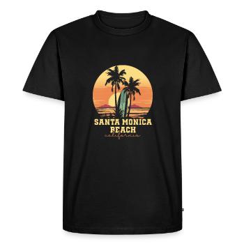 Santa Monica Beach California Sunset - Men's Premium Organic T-Shirt - black - Front - Nico (187cm)