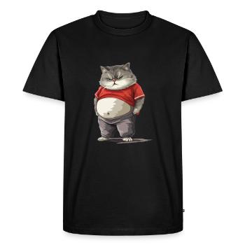 Drôle gros chat dans des vêtements confortables - T-shirt Premium bio Homme - noir - Devant - Nico (187cm)