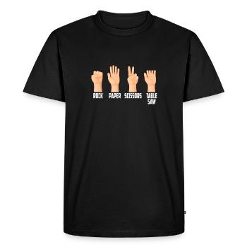 Roche Papier Ciseaux Table Saw Drôle Jeu de Main - T-shirt Premium bio Homme - noir - Devant - Nico (187cm)