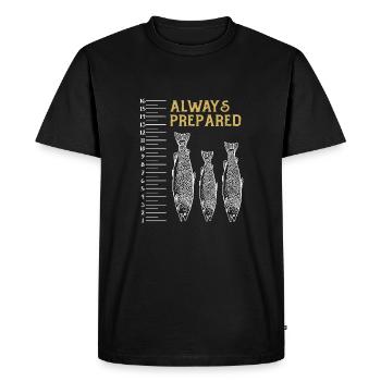 Motif de poisson toujours préparé avec règle pour les pêcheurs - T-shirt Premium bio Homme - noir - Devant - Nico (187cm)