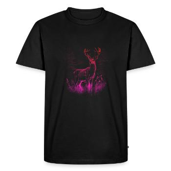 Cerfs majestueux en pleine nature : - T-shirt Premium bio Homme - noir - Devant - Nico (187cm)