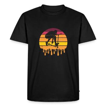 Cool Scooter Rider Against Retro Sunset - Men's Premium Organic T-Shirt - black - Front - Nico (187cm)