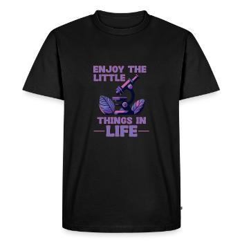 Enjoy the little things in life Microscope - Men's Premium Organic T-Shirt - black - Front - Nico (187cm)