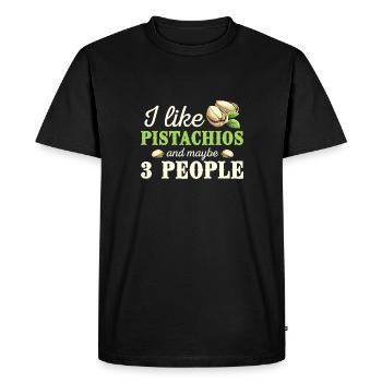 J’aime les pistaches et peut-être 3 personnes - T-shirt Premium bio Homme - noir - Devant - Nico (187cm)