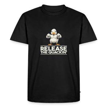 Release The Quackin' Duck Power Humor - Men's Premium Organic T-Shirt - black - Front - Nico (187cm)