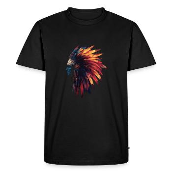 Majestic Indian Chief Portrait with - Men's Premium Organic T-Shirt - black - Front - Nico (187cm)