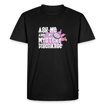 Ask me about my mysterious exit - Men's Premium Organic T-Shirt - black - Front - Nico (187cm)