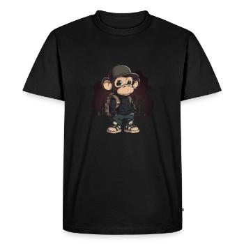 Cool Monkey Avec Casquette De Baseball Et Sac À Dos En Urbain - T-shirt Premium bio Homme - noir - Devant - Nico (187cm)