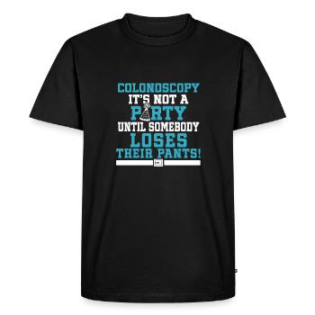 Coloscopie : Ce n’est pas une fête tant que quelqu’un n’a pas la sienne - T-shirt Premium bio Homme - noir - Devant - Nico (187cm)