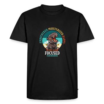 Unbothered Moisturized Happy Hippo In My Lane - Men's Premium Organic T-Shirt - black - Front - Nico (187cm)