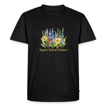 Support Federal Worker Flower Motif - Men's Premium Organic T-Shirt - black - Front - Nico (187cm)