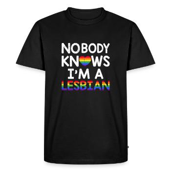 Personne ne sait que je suis une lesbienne LGBTQ Rainbow Pride - T-shirt Premium bio Homme - noir - Devant - Nico (187cm)