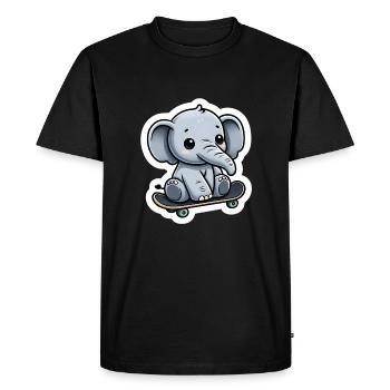 Cute baby elephant with skateboard Elephant mom - Men's Premium Organic T-Shirt - black - Front - Nico (187cm)