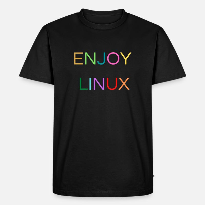 ENJOY LINUX - Männer Premium Bio T-Shirt - Schwarz