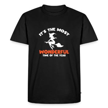 Most Wonderful Time Of Year Witch Halloween Gift - Men's Premium Organic T-Shirt - black - Front - Nico (187cm)