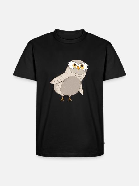 Kauz Eule - Männer Premium Bio T-Shirt - Schwarz