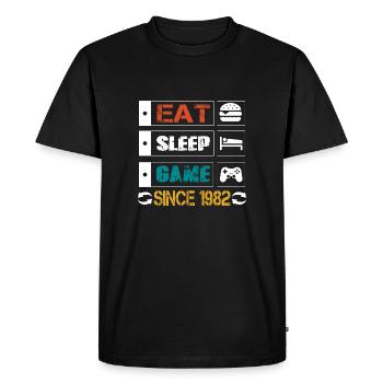 Eat, Sleep, Game, Repeat, Controller, since 1982 - T-shirt Premium bio Homme - noir - Devant - Nico (187cm)
