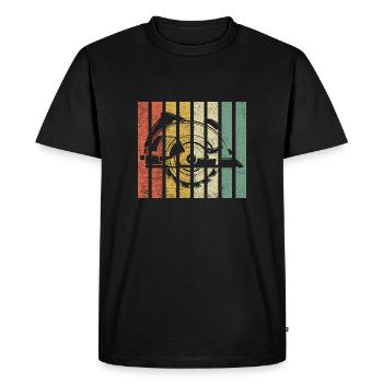 Vintage Retro Circular Saw Carpenter Woodworker - Men's Premium Organic T-Shirt - black - Front - Nico (187cm)