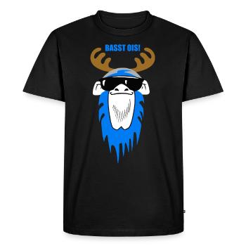 Bavarian Monkey "Basst ois!" - Männer Premium Bio T-Shirt - Schwarz - Vorne - Nico (187cm)