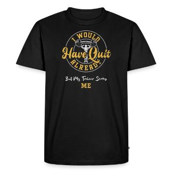 J’aurais déjà démissionné mais mon... - T-shirt Premium bio Homme - noir - Devant - Nico (187cm)