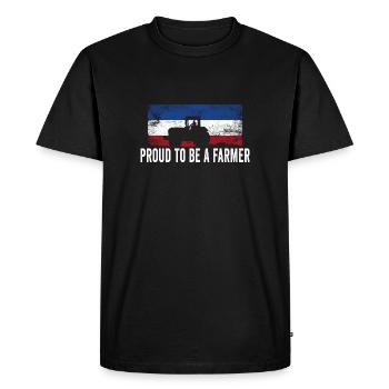 Proud to be a farmer tractor. Farmers' protest - Men's Premium Organic T-Shirt - black - Front - Nico (187cm)