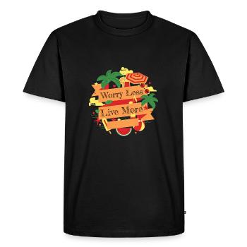 Moins vous inquiéter - T-shirt Premium bio Homme - noir - Devant - Nico (187cm)