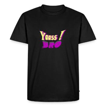 YAASS BRO - Men's Premium Organic T-Shirt - black - Front - Nico (187cm)