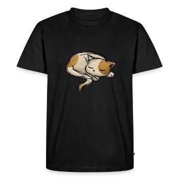 Dessin de coup de chat de sommeil - T-shirt Premium bio Homme - noir - Devant - Nico (187cm)
