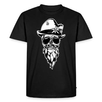 Bayerischer Totenkopf - Männer Premium Bio T-Shirt - Schwarz - Vorne - Nico (187cm)