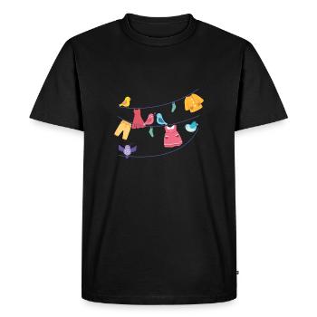 Oiseaux de blanchisserie vêtements suspendus cadeau amoureux des oiseaux - T-shirt Premium bio Homme - noir - Devant - Nico (187cm)