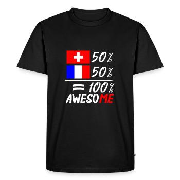 50 % Suisse 50 % France - T-shirt Premium bio Homme - noir - Devant - Nico (187cm)