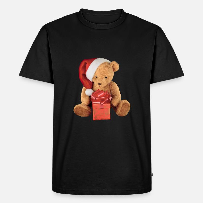 Weihnachten Teddybär Geschenk - Männer Premium Bio T-Shirt - Schwarz