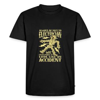 Be nice electrician - Men's Premium Organic T-Shirt - black - Front - Nico (187cm)