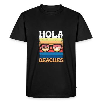 Bonjour les plages - T-shirt Premium bio Homme - noir - Devant - Nico (187cm)