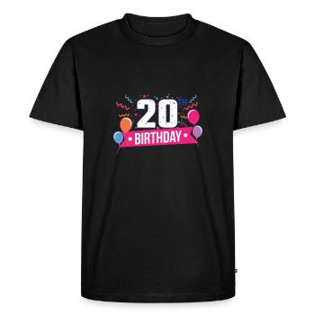 20ème anniversaire Ballons de fête Bannière Idée Cadeau - T-shirt Premium bio Homme - noir - Devant - Nico (187cm)