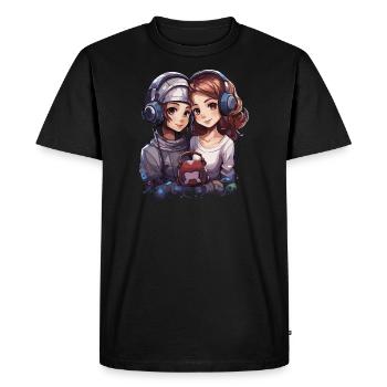 Friends Design in Anime Style - Men's Premium Organic T-Shirt - black - Front - Nico (187cm)