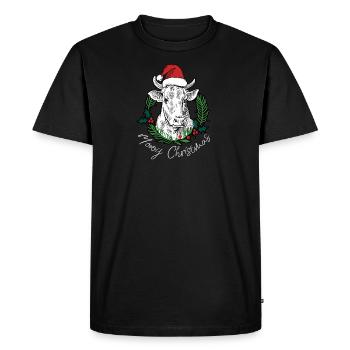 Cow Moooy Christmas Farm Barn Bovine Pays - T-shirt Premium bio Homme - noir - Devant - Nico (187cm)