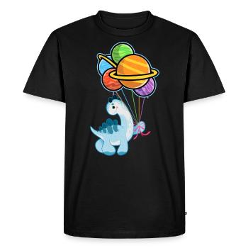 Joli petit dinosaure, planet - T-shirt Premium bio Homme - noir - Devant - Nico (187cm)