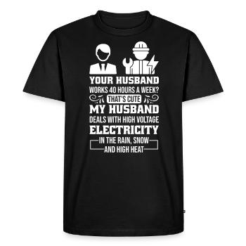 Wife of a high-voltage electrician - Men's Premium Organic T-Shirt - black - Front - Nico (187cm)