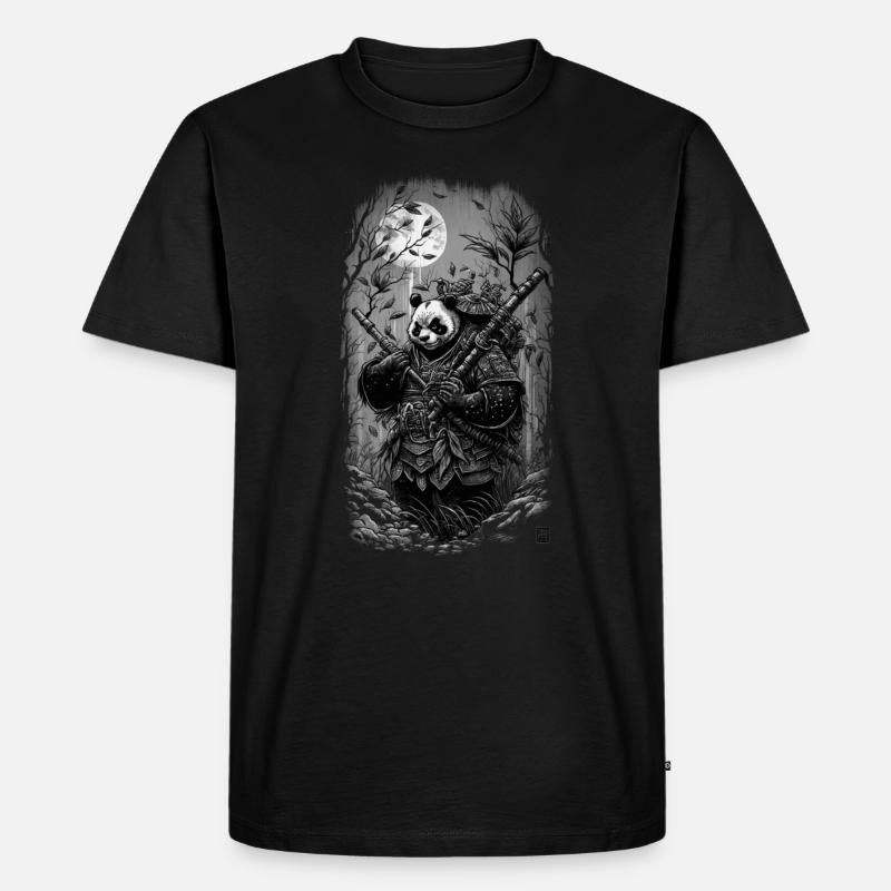 panda samurai - Männer Premium Bio T-Shirt - Schwarz