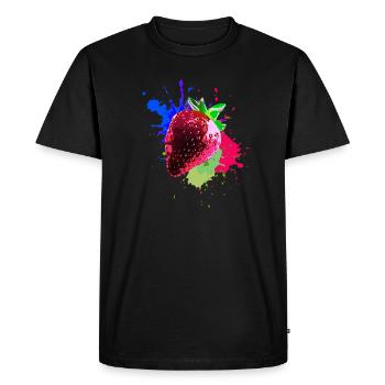 Pop Art, Fraise, Splash of Color, Splash - T-shirt Premium bio Homme - noir - Devant - Nico (187cm)