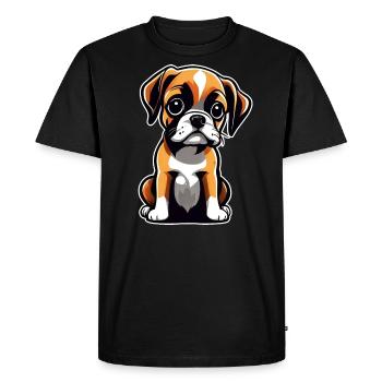 Mignon chien boxer mignon - T-shirt Premium bio Homme - noir - Devant - Nico (187cm)