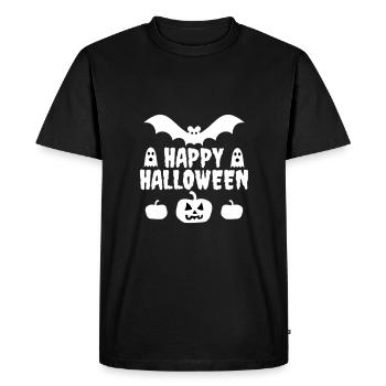 Joyeux Halloween (chauve-souris, fantômes, citrouilles) - T-shirt Premium bio Homme - noir - Devant - Nico (187cm)