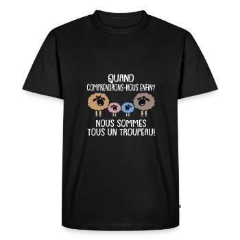 Nous sommes un seul troupeau - T-shirt Premium bio Homme - noir - Devant - Nico (187cm)