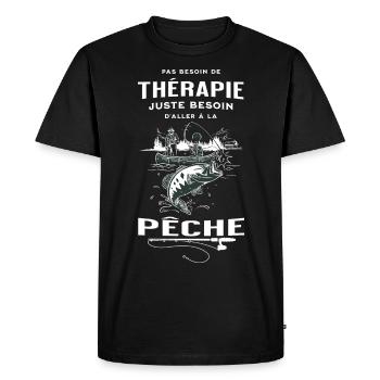 Pas Besoin de Thérapie, Besoin d'Aller à la Pêche - T-shirt Premium bio Homme - noir - Devant - Nico (187cm)